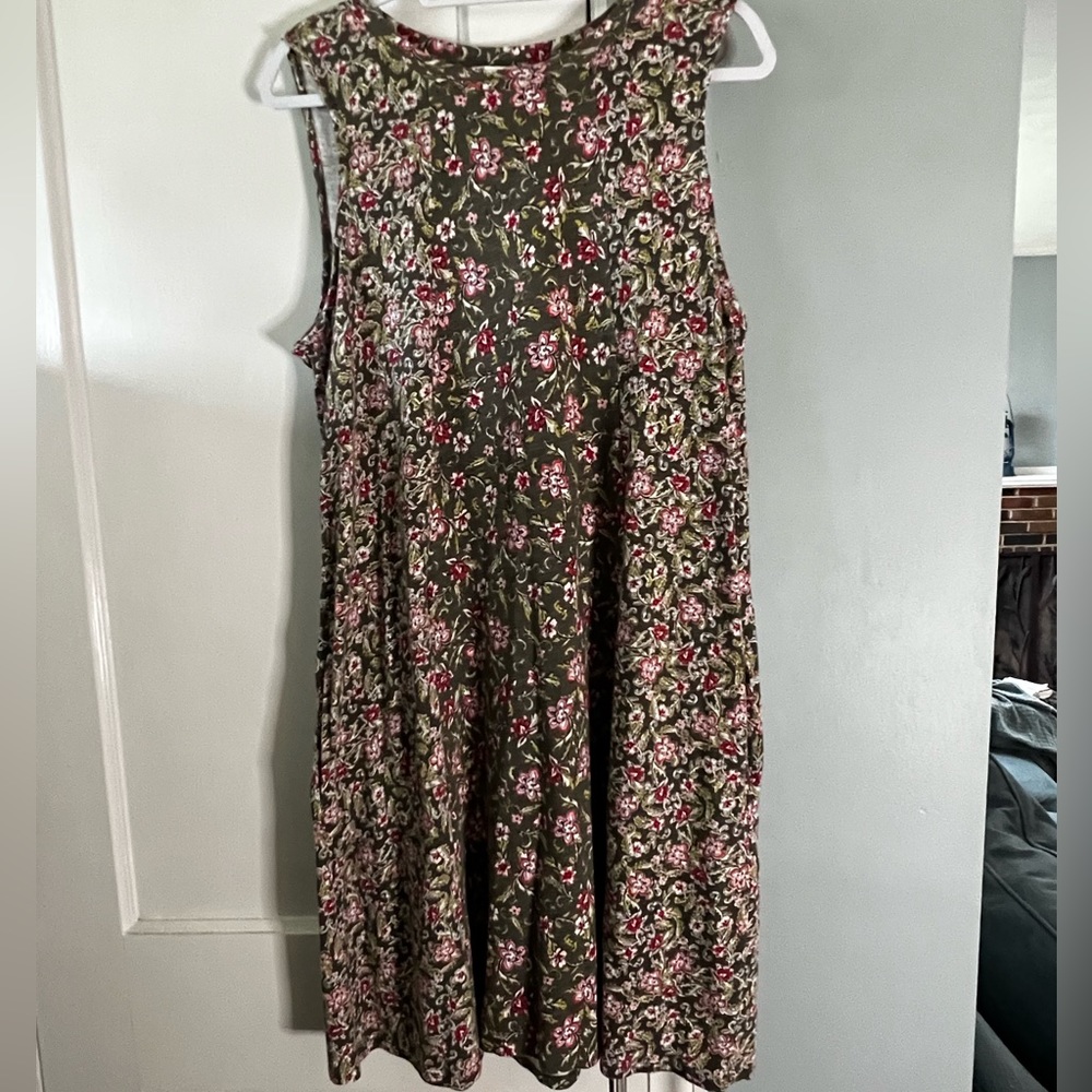 J.Jill cottagecore flowered cotton dress with side pockets
